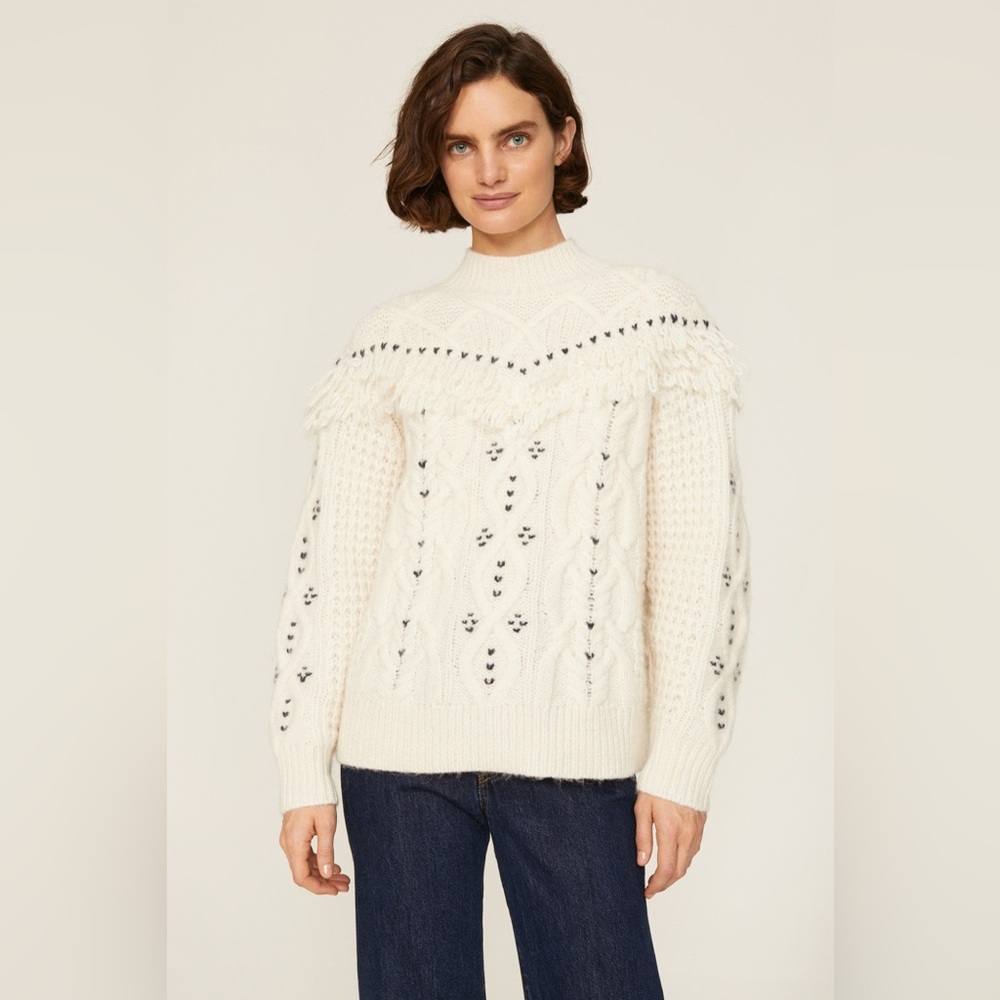 CLUB MONACO Embroidered Cable Sweater - size xs
